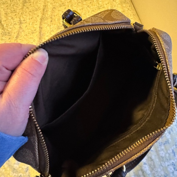 Coach Brown Signature Coated Canvas & Patent Leather Bennett Satchel Bag - Picture 9 of 10